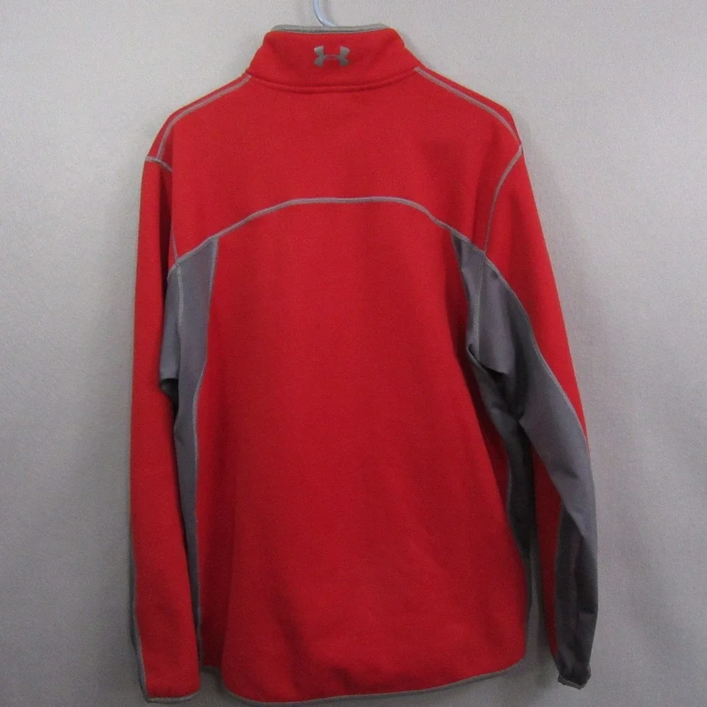 Under‎ Armour Mens Loose Jacket L Red Fleece Active Pocket 1/2 Zip